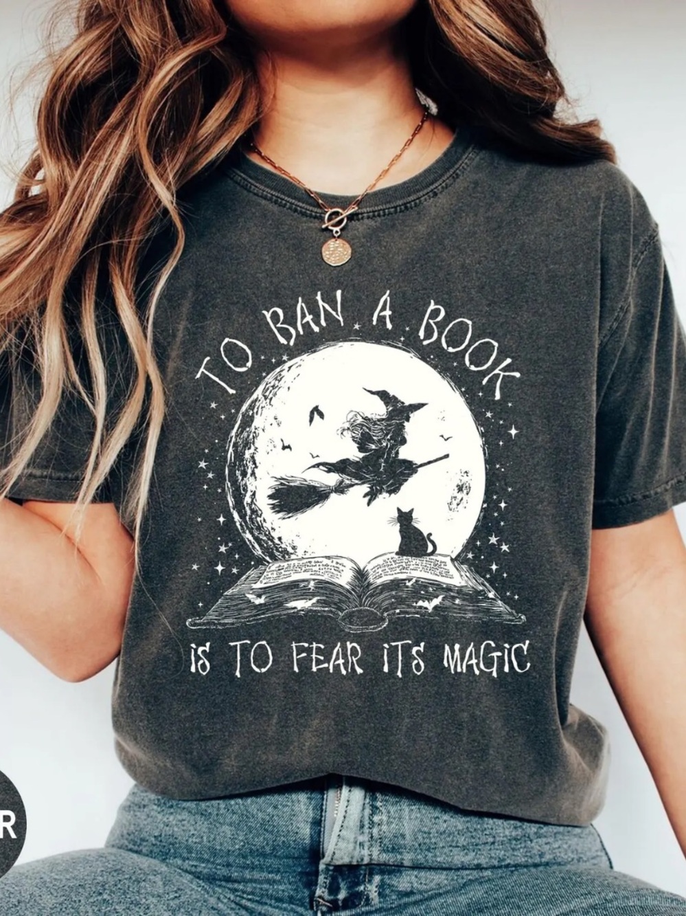 Comfort Colors Pepper Graphic Tee with Moon & Witch